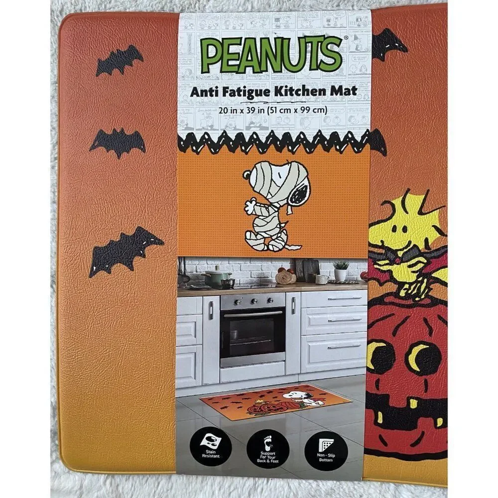 PEANUTS‎ Snoopy Vampire XL Anti-Fatigue Kitchen Mat 20” X 39” Halloween Bats NEW